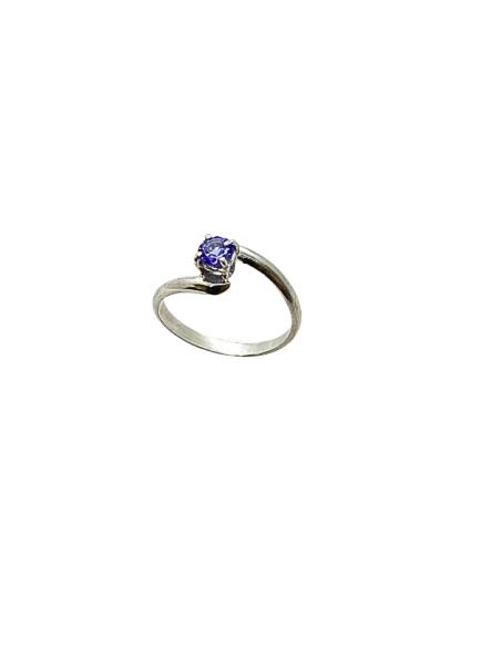 Bague argent artisanale avec véritable pierre fine de tanzanite création Just'In Jewels