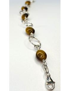 bracelet argent rhodié et oeil de tigre jaune collection Vero creation artisanale Just'In Jewels 2