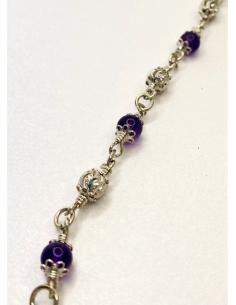 bracelet argent artisanal et pierre fines naturelles améthyste pour femme 2