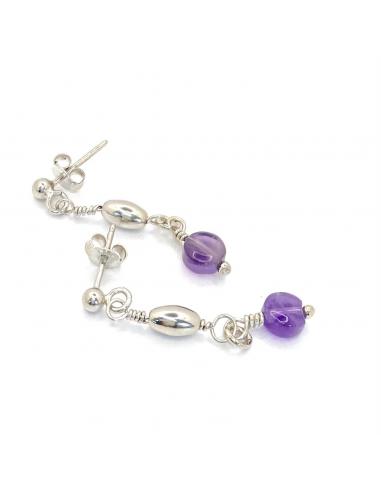 Boucle d'oreille artisanale avec pierre fine naturelle collection Helina by just'in jewels