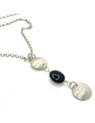 Collier argent AUGUSTINE disques sablés et...