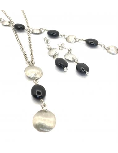 Collier argent AUGUSTINE disques sablés et...