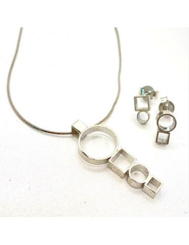 Collier argent carré et rond fait main...
