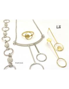 collier 2 disques diamantés en argent rhodié antiallergique collection lili de JUST'IN JEWELS 2