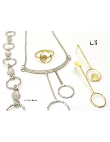 Boucle d'oreille fait main argent anneau LILI