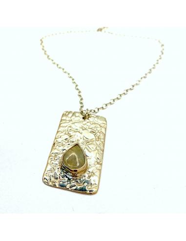 Collier argent pour femme fait main plaque...