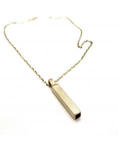Collier artisanal argent fait main tube carré sablé créateur belge 2