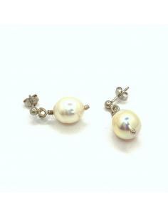 Bijou artisanal argent rhodié et perle naturelle boucle d'oreille collection paula