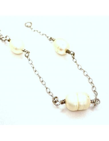 Bracelet fait main en argent et perles naturelles , bijou disponible dans notre bijouterie de Ramillies ou via notre e-shop.