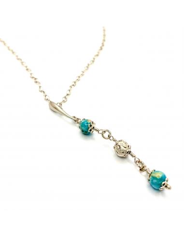 Collier artisanal argent et hémimorphite vendu dans notre e-shop our dans notre bijouterie de Ramillies
