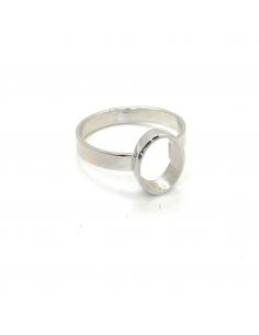 Bague artisanale argent rhodié collection ophelie anneau ovale