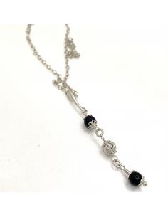 Bijoux artisanaux avec pierres fines naturelles en argent rhodié antiallergique agate noire