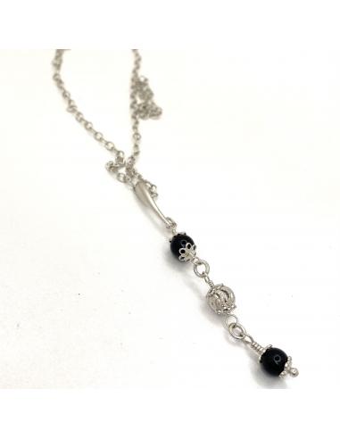 Bijoux artisanaux avec pierres fines naturelles en argent rhodié antiallergique agate noire