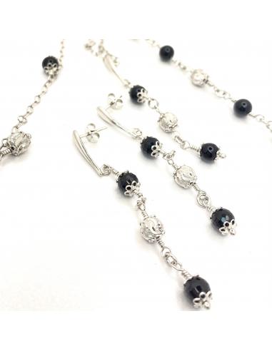 parure alexiane création belge argent nickelfree et agate noire