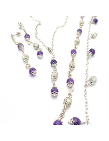 Collier artisanal argent et améthyste...