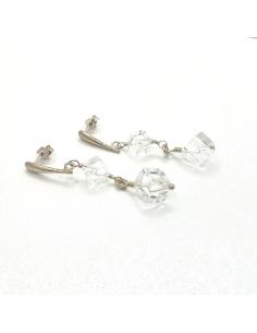 Boucle d'oreille artisanale pour femme argent et pierre fine naturelle cristal de roche vendue dans notre bijouterie en ligne