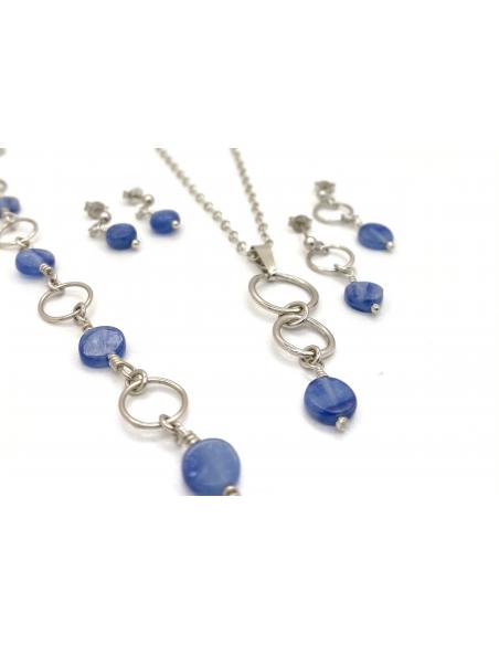 parure argent et cyanite création artisanale pour femme fait main dans notre atelier bijouterie proche de Jodoigne