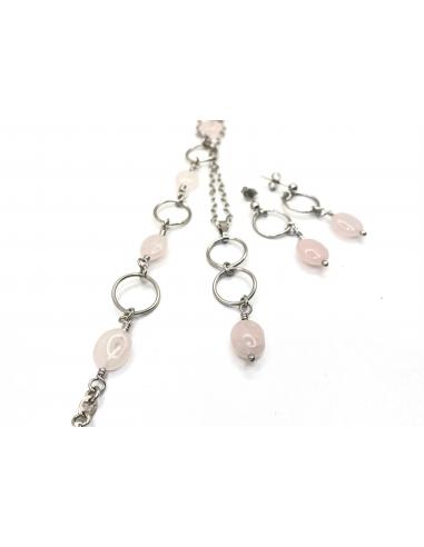 Bracelet pour femme argent rhodié VERO quartz rose